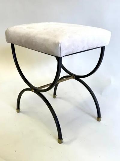 Andr Arbus French Mid Century Modern Neoclassical Wrought Iron Bench Stool Andre Arbus