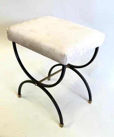 Andr Arbus French Mid Century Modern Neoclassical Wrought Iron Bench Stool Andre Arbus