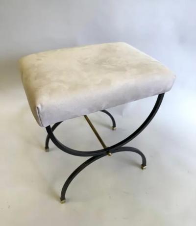 Andr Arbus French Mid Century Modern Neoclassical Wrought Iron Bench Stool Andre Arbus