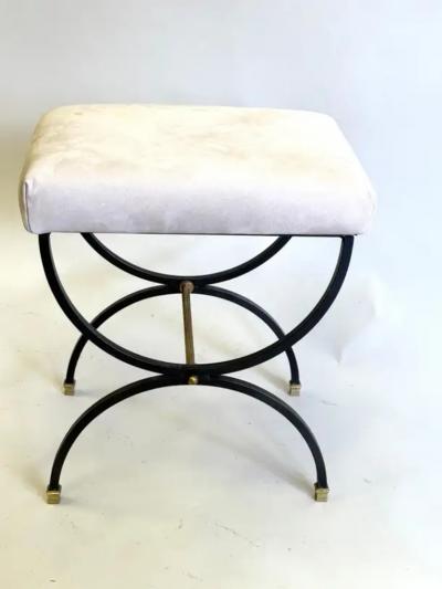 Andr Arbus French Mid Century Modern Neoclassical Wrought Iron Bench Stool Andre Arbus