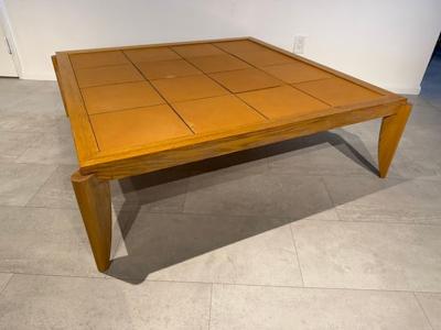 Andr Arbus French Modern Limed Oak and Leather Low Table Circa 1950 Andr Arbus