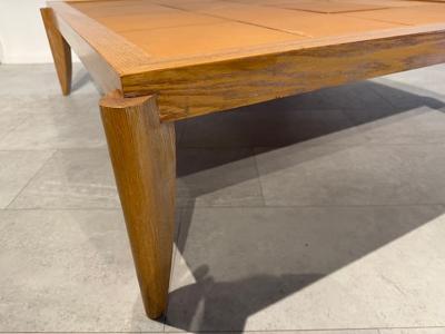 Andr Arbus French Modern Limed Oak and Leather Low Table Circa 1950 Andr Arbus