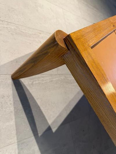 Andr Arbus French Modern Limed Oak and Leather Low Table Circa 1950 Andr Arbus