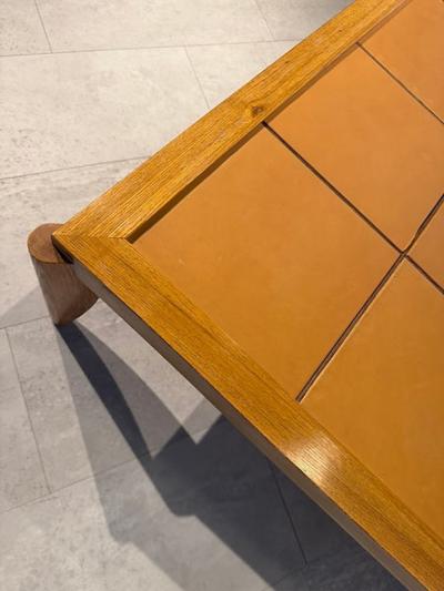 Andr Arbus French Modern Limed Oak and Leather Low Table Circa 1950 Andr Arbus