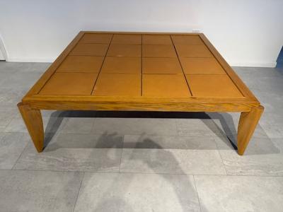 Andr Arbus French Modern Limed Oak and Leather Low Table Circa 1950 Andr Arbus