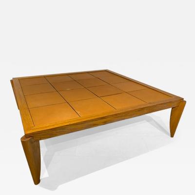 Andr Arbus French Modern Limed Oak and Leather Low Table Circa 1950 Andr Arbus