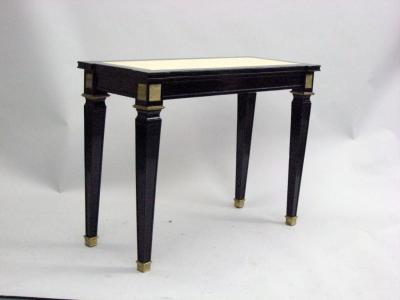 Andr Arbus French Modern Neoclassical Black Lacquer Leather Console Att Andre Arbus 1940