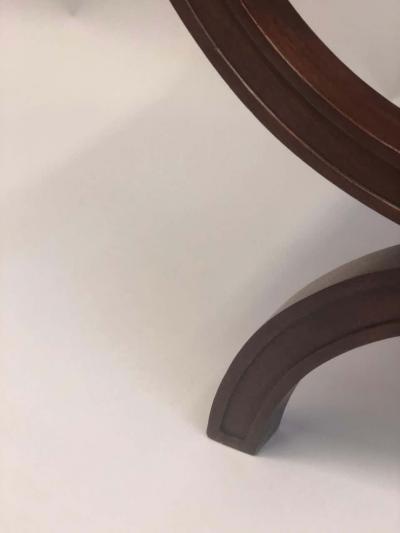 Andr Arbus French Modern Neoclassical Mahogany Leather Benches Stools Andre Arbus Pair