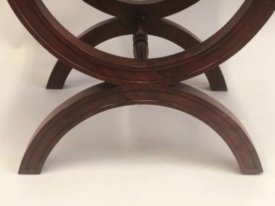 Andr Arbus French Modern Neoclassical Mahogany Leather Benches Stools Andre Arbus Pair
