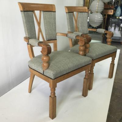 Andr Arbus French Oak Art Deco Pair of Armchairs Manner of Andr Arbus 