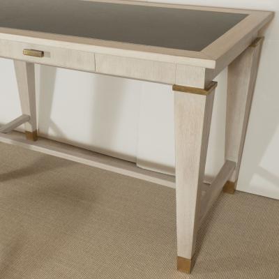 Andr Arbus LARGE TABLE BY ANDRE ARBUS IN CERUSED OAK W STONE TOP AND BRONZE DETAILS