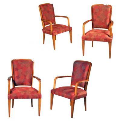 Andr Arbus Mid Century Set of four Armchairs by Andr Arbus 
