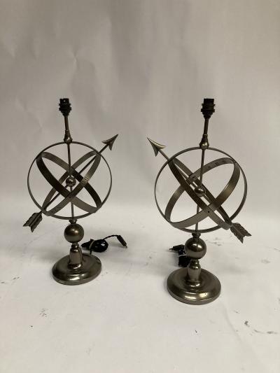 Andr Arbus Pair of 1950s Astrolabe table lamps in the style of Andr Arbus