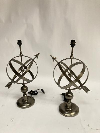 Andr Arbus Pair of 1950s Astrolabe table lamps in the style of Andr Arbus