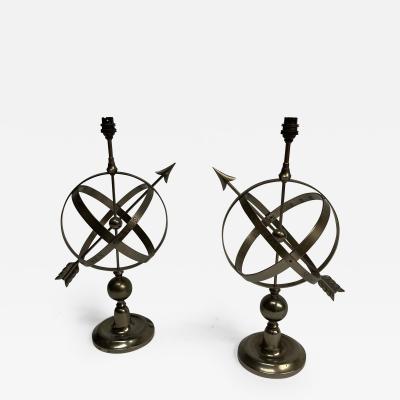 Andr Arbus Pair of 1950s Astrolabe table lamps in the style of Andr Arbus