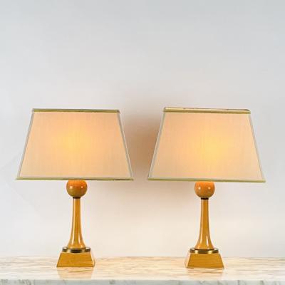 Andr Arbus Pair of Chic Sycamore and Gilt Bronze Art D co Lamps in the Style of Andr Arbus