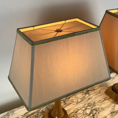 Andr Arbus Pair of Chic Sycamore and Gilt Bronze Art D co Lamps in the Style of Andr Arbus