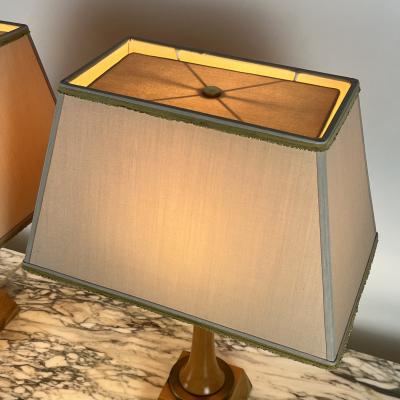 Andr Arbus Pair of Chic Sycamore and Gilt Bronze Art D co Lamps in the Style of Andr Arbus