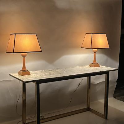 Andr Arbus Pair of Chic Sycamore and Gilt Bronze Art D co Lamps in the Style of Andr Arbus
