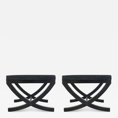 Andr Arbus Pair of French Modern Neoclassical Ebonized Wood Benches Stools Andr Arbus