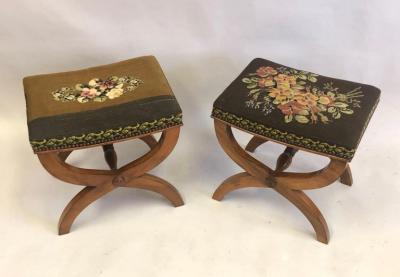 Andr Arbus Pair of French Modern Neoclassical Stools Benches Attributed to Andre Arbus