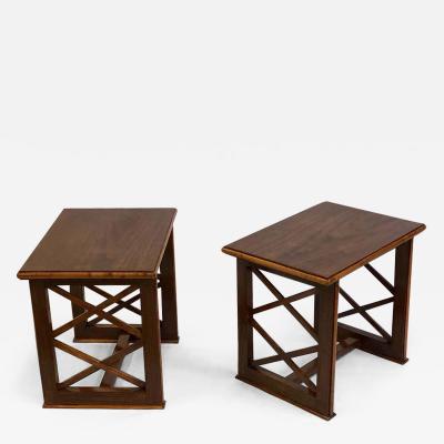 Andr Arbus Pair of French Modern Neoclassical Wood End or Side Tables Andre Arbus