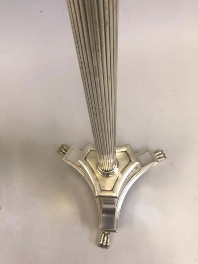 Andr Arbus Pair of Modern Neoclassical Silver Floor Lamps Attributed to Andre Arbus 1935