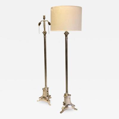 Andr Arbus Pair of Modern Neoclassical Silver Floor Lamps Attributed to Andre Arbus 1935