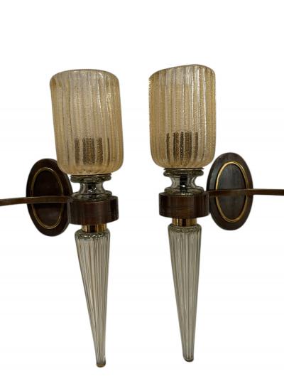 Andr Arbus Pair of Murano glass sconces By Veron se for Andr Arbus