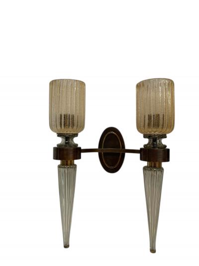 Andr Arbus Pair of Murano glass sconces By Veron se for Andr Arbus