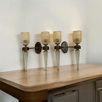 Andr Arbus Pair of Murano glass sconces By Veron se for Andr Arbus