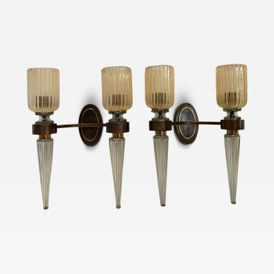 Andr Arbus Pair of Murano glass sconces By Veron se for Andr Arbus