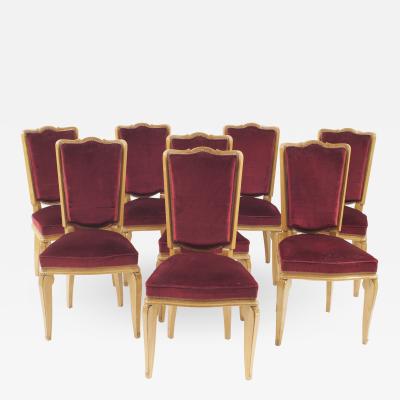 Andr Arbus Set of 8 French Mid Century 1938 Sycamore Side Chairs