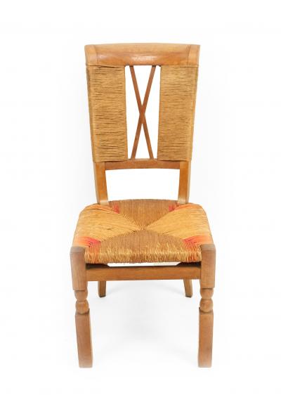 Andr Arbus Set of Six French Mid Century Woven Back Chairs