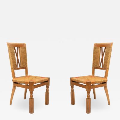 Andr Arbus Set of Six French Mid Century Woven Back Chairs