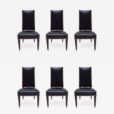 Andr Arbus Six Leather Dining Chairs Style of Andre Arbus