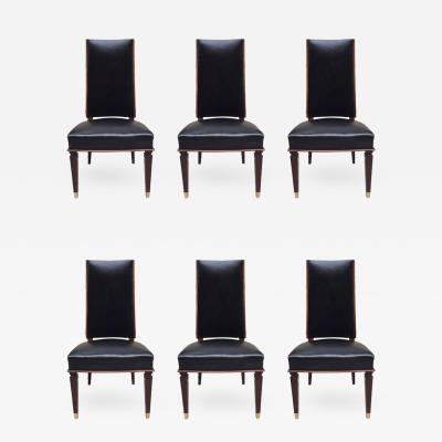 Andr Arbus Six Leather Dining Chairs Style of Andre Arbus