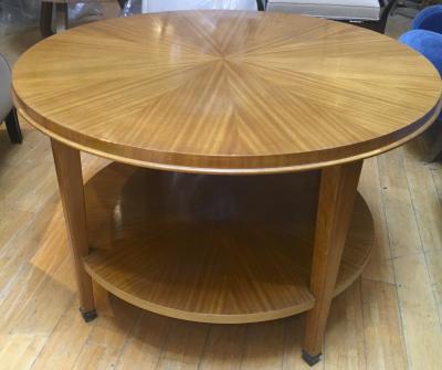 Andr Arbus Style of Andr Arbus Sycamore Round Sun Burst 2 Tier Coffee Table