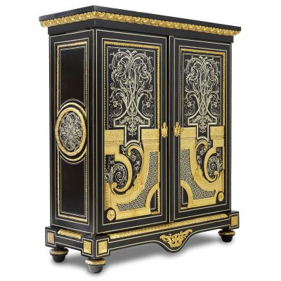 Andr Charles Boulle Brass and tortoiseshell inlaid Boulle style ebonised wood cabinets