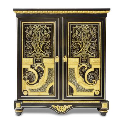 Andr Charles Boulle Brass and tortoiseshell inlaid Boulle style ebonised wood cabinets