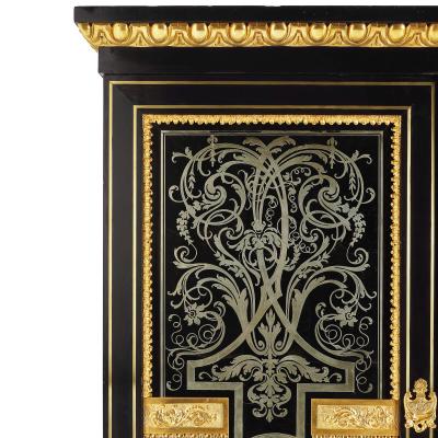 Andr Charles Boulle Brass and tortoiseshell inlaid Boulle style ebonised wood cabinets