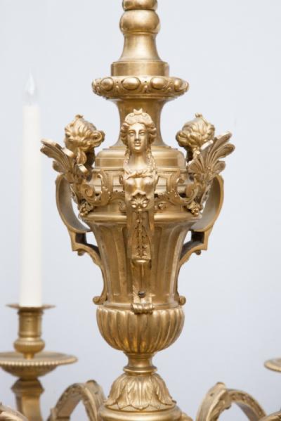 Andr Charles Boulle LOUIS XIV STYLE GILT BRONZE SIX LIGHT CHANDLER AFTER A DESIGN
