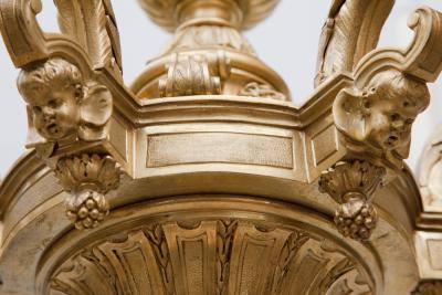 Andr Charles Boulle LOUIS XIV STYLE GILT BRONZE SIX LIGHT CHANDLER AFTER A DESIGN