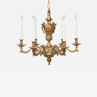 Andr Charles Boulle LOUIS XIV STYLE GILT BRONZE SIX LIGHT CHANDLER AFTER A DESIGN