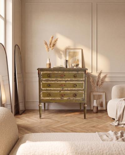 Andr Debono Louis XVI Style Commode Christelle Green Patina Gilt Bronze