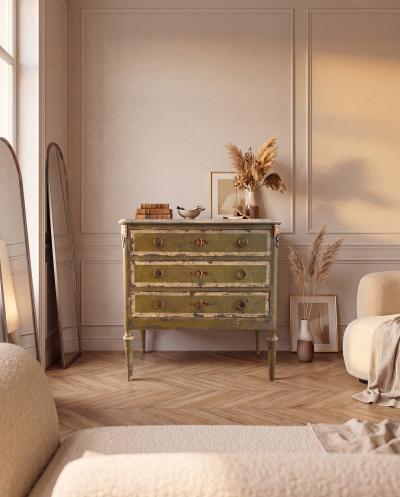 Andr Debono Louis XVI Style Commode Christelle Green Patina Gilt Bronze