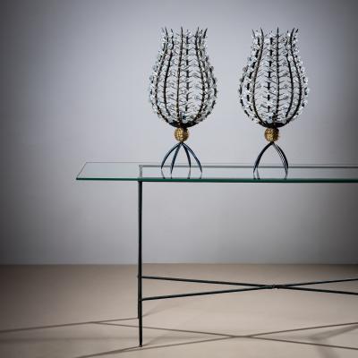 Andr Dubreuil 1951 Pair of Photophores with Pearls France circa 1990