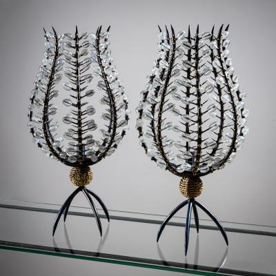 Andr Dubreuil 1951 Pair of Photophores with Pearls France circa 1990