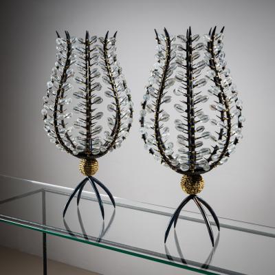 Andr Dubreuil 1951 Pair of Photophores with Pearls France circa 1990