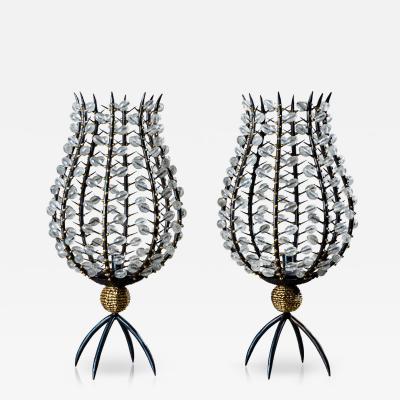 Andr Dubreuil 1951 Pair of Photophores with Pearls France circa 1990